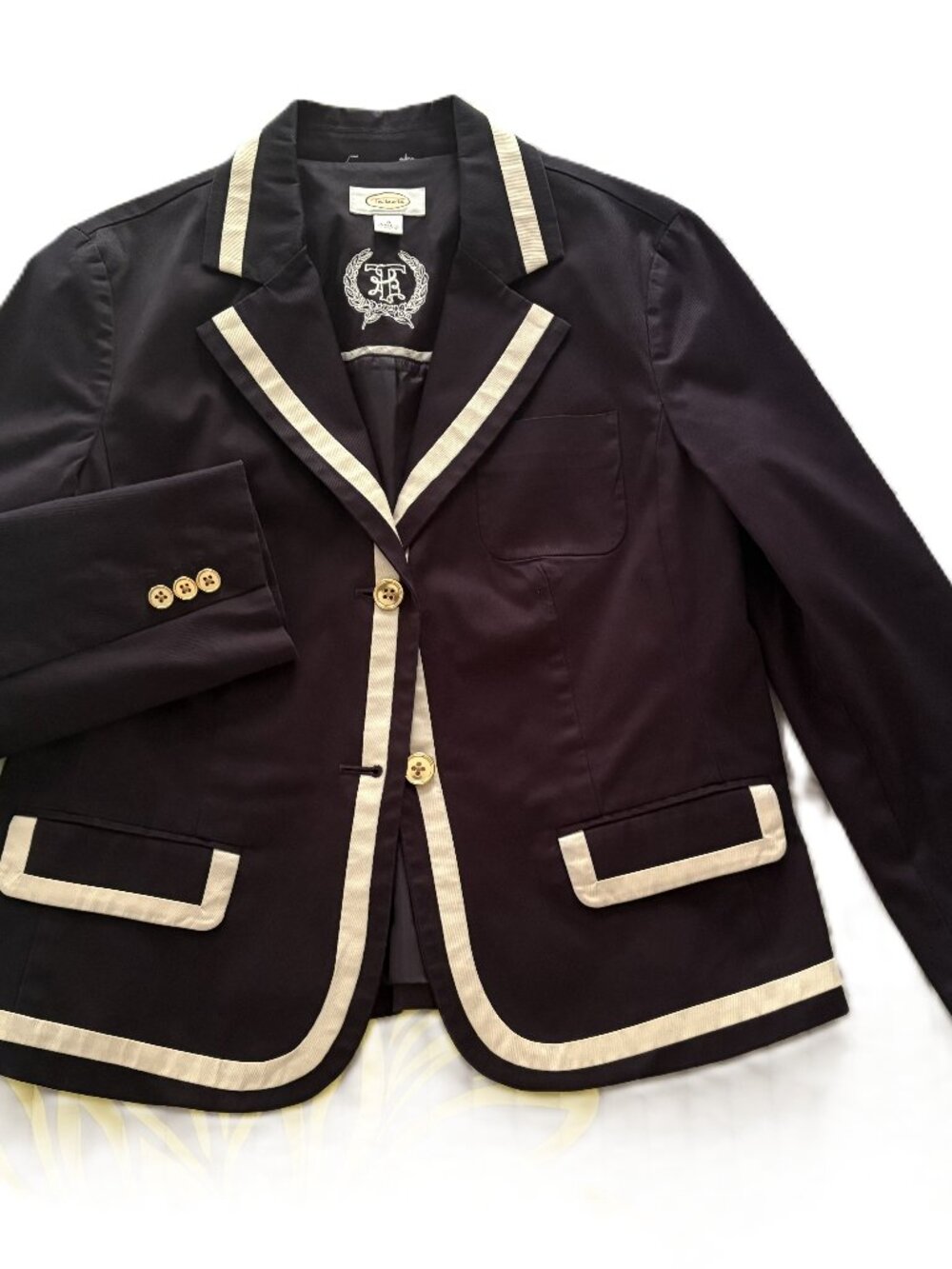 Talbots navy and cream schoolboy blazer, size 8